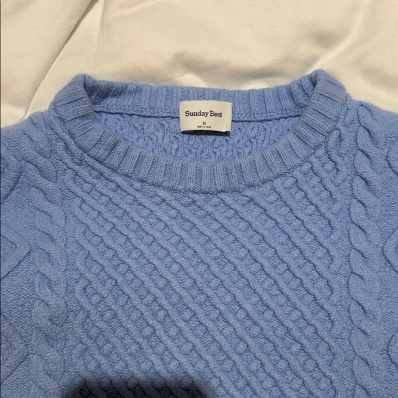 Aritzia Sunday Best Light Blue Cable Knit Sweater - Picture 3 of 5